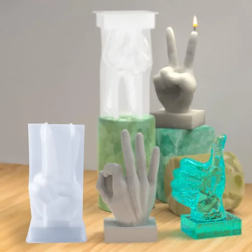 Miniatura 6 de Victory Gesture - Molde de vela de gesto, molde de resina de mano 3D, molde de silicona en forma de V, fabricación de velas de jabón, escultura
