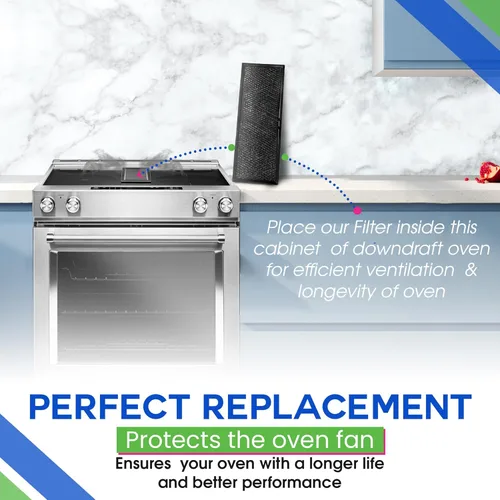Miniatura 3 de Filtro descendente para estufa de 5.67 x 15.63 pulgadas, repuesto para Whirlpool Jennair W10240990 W10905834 Filtro de corriente descendente malla
