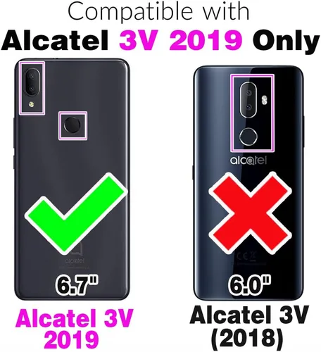 Miniatura 2 de Asuwish Funda de teléfono para Alcatel 3V 2019, híbrida, resistente, a prueba de golpes, dura, a prueba de caídas, cuerpo completo, resistente