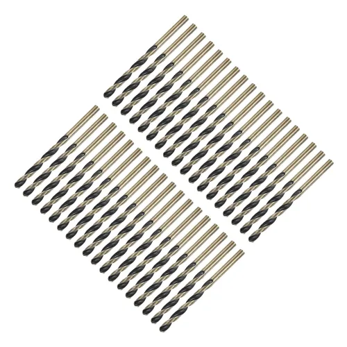 uxcell 36 brocas de vástago recto, 0.165 in, titanio dorado y nitruro negro recubierto de acero de alta velocidad (HSS) 4341 con vástago de 0.165 in
