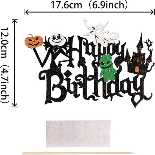 Miniatura 2 de 1 paquete de decoración de pastel de Halloween con purpurina para Halloween, fantasma, calabaza, pastel para casa encantada, bruja, calabaza, 7