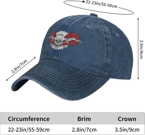 Miniatura 8 de Cowboy Hat Trendy Hats for Man and Women Djustable Four Season Outdoor Baseball Cap of Hell Skull with Angel Navy Blue