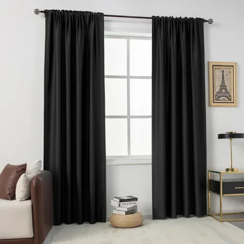 Miniatura 46 de DUALIFE Cortinas opacas de 45 pulgadas de largo, 2 paneles para ventanas pequeñas de dormitorio, aislamiento térmico, bolsillo para barra, cortinas