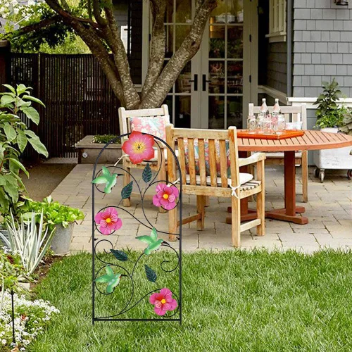 Miniatura 8 de YEAHOME Decoración de jardín para exteriores, estacas decorativas de colibrí de 33 pulgadas con flores rosas para decoración de jardín de primavera