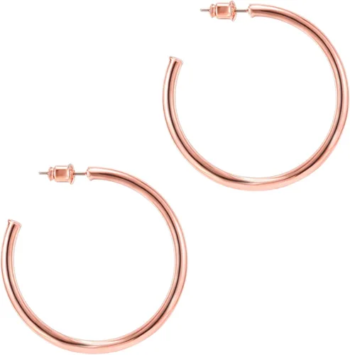 Miniatura 16 de PAVOI Aretes de aro chapados en oro de 14 quilates para mujer, aretes de aro de oro infinito de 0.079 pulgadas de grosor, aretes de bucle chapados