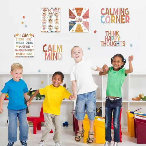 Miniatura 6 de Pajean Juego de tablero de anuncios para rincón de calma en el aula, conjunto de decoración para el aula, tabla de sentimientos, gestión