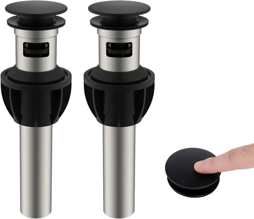 Miniatura 14 de Hibbent Paquete de 2 Desagües de Lavabo de Baño de Metal con Rebosadero, Tapón Emergente Desmontable, Colador de Lavabo de Tocador de Acero Acabado
