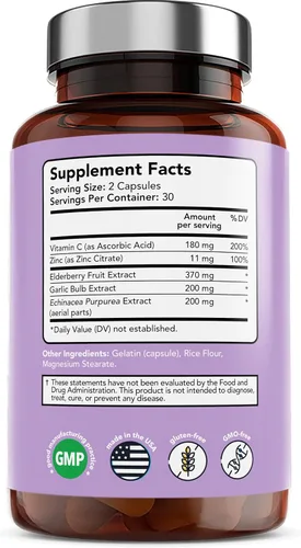 Miniatura 3 de Vitamin Bounty Apoyo inmunológico de saúco, con zinc, vitamina C y equinácea, mezcla avanzada 5 en 1, potente antioxidante, apoya el equilibrio