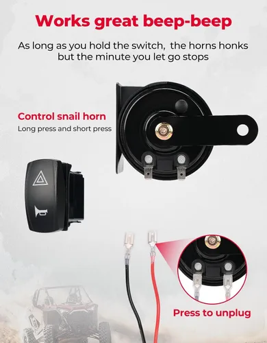 Miniatura 5 de KEMIMOTO Kit de señal de giro UTV con bocina, precableado, encendido y listo para usar UTV ATV intermitente con interruptor basculante, luz