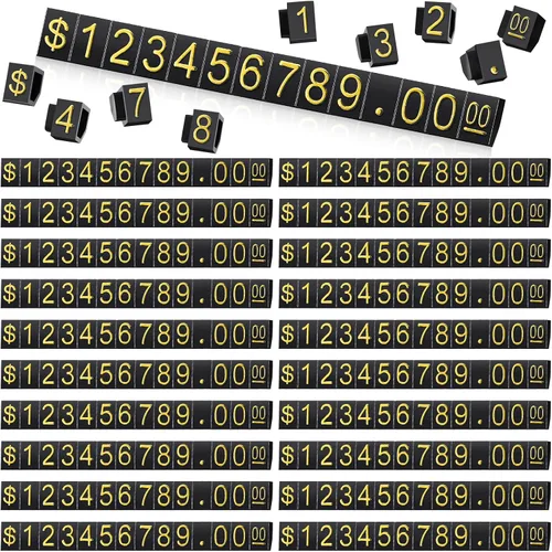 Qunclay 50 juegos de cubos para mostrar precios, etiquetas de números y letras, bloques ajustables para mostrar precios en dólares, kit pequeño para