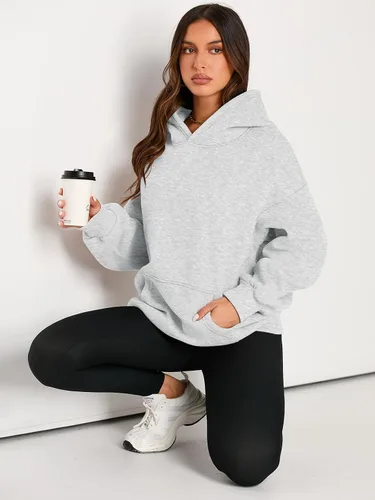 Miniatura 5 de EFAN - Sudadera con capucha para mujer - Sudadera de vellón sobredimensionada con mangas largas para otoño e invierno, ropa de moda inspirada