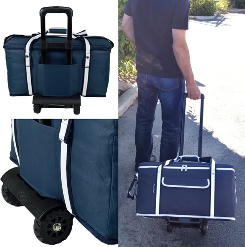 Miniatura 3 de California Berkeley Golden Bears - Enfriador de viaje para picnic con ruedas, capacidad para 64 latas, enfriador plegable a prueba de fugas