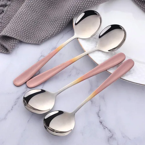 Miniatura 6 de Buyer Star Juego de cucharas de caldo, cucharas de sopa redondas de 7 pulgadas, cucharas de cena de mesa con acabado de acero inoxidable