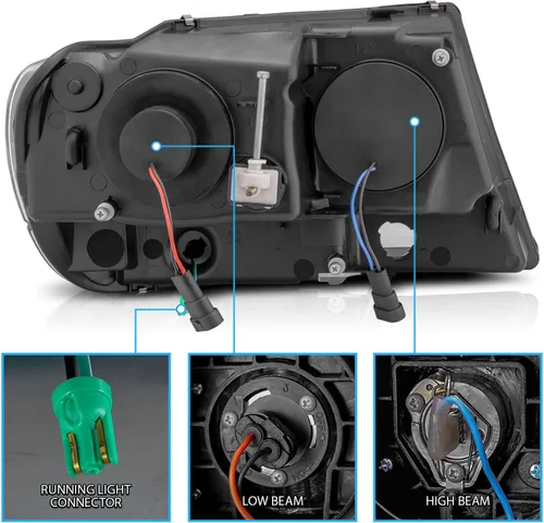 Miniatura 6 de AmeriLite Juego de faros delanteros de repuesto para Jeep Grand Cherokee 1999-2004 con barra de luz LED, color negro transparente, lado
