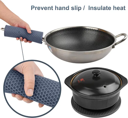 Miniatura 3 de Salvamanteles de silicona para platos calientes, ollas y sartenes, almohadillas calientes para encimera de cocina, juego de 4 soportes de silicona