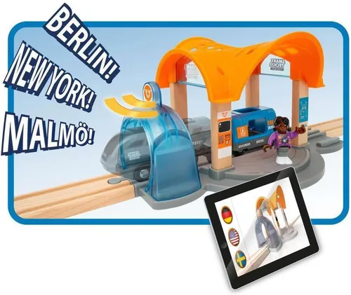 Miniatura 6 de BRIO 33973 Smart Tech Sound Action Tunnel Station Juego de tren de juguete de madera para niños a partir de 3 años