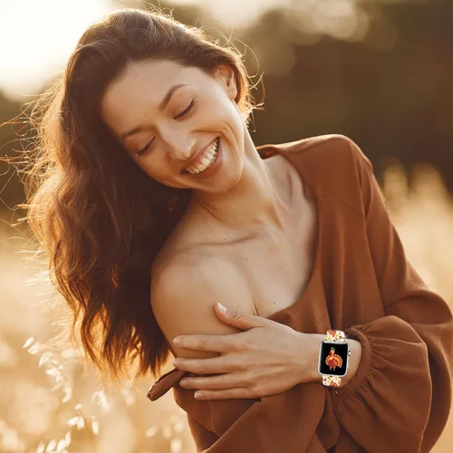 Miniatura 5 de Correa de reloj de moda para otoño, Acción de Gracias, calabaza y pavo compatible con Apple Watch de 38mm 40mm 41mm 42mm 44mm 45mm 49mm para mujeres