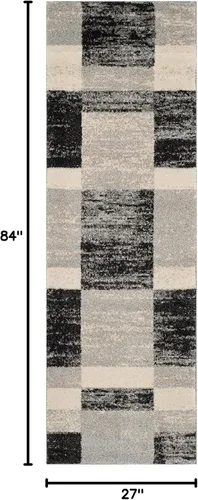 Miniatura 2 de SAFAVIEH Retro Collection - Alfombra de pasillo, 2 pies 3 pulgadas x 7 pies, negro y gris claro, diseño abstracto moderno, no desprende pelusa