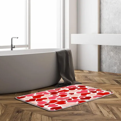 Miniatura 2 de Tapete de baño de corazón de San Valentín, corazón rojo, rosa, romántico, dulce amor para pareja, pareja, boda, festival, decoración de baño, tapete