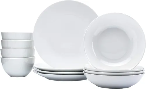 Miniatura 3 de Dinamarca White Catering and Dining - Tazón de plato de 12 piezas vitrificado blanco de grado de chef comercial, resistente a los arañazos