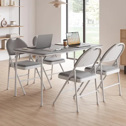 Miniatura 8 de GAOMON Paquete de 4 sillas plegables para tarjetas, cojín acolchado de poliuretano grueso, patas de metal y almohadillas antideslizantes, asiento