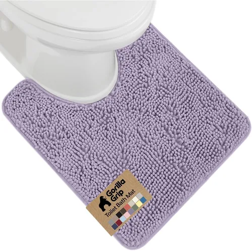 Miniatura 45 de Gorilla Grip - Tapete de baño afelpado, absorbente, peludo, de felpilla, para base de inodoro cuadrada, reverso de goma, suave, de microfibra, claro