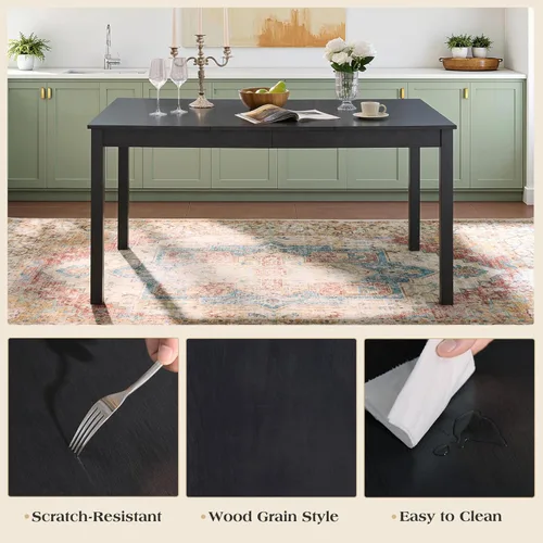 Miniatura 4 de YUMPIE Juego de mesa de comedor de madera de 60 pulgadas, juego de mesa y sillas de comedor de madera de 7 piezas, mesa de cocina con 6 sillas