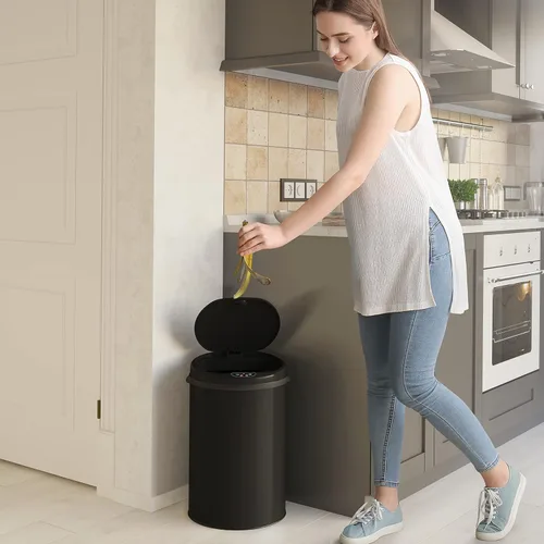 Miniatura 4 de iTouchless Cubo de basura de acero, perfecto para el hogar, cocina, oficina, cubo de basura con sensor sin contacto de 8 galones con sistema de Negro