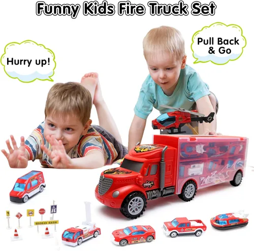 Miniatura 3 de Juguetes para niños de 3 a 4 años, juego de transporte de camiones grandes con 12 vehículos fundidos a presión, camiones, juguetes, autos, regalos