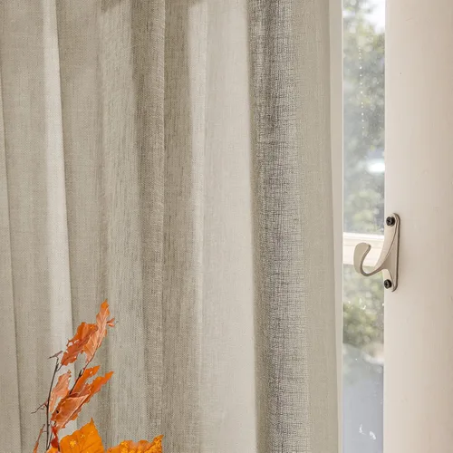 Miniatura 9 de Cortinas traslúcidas grises de 54 pulgadas de largo, juego de 2 paneles de lino plisado atemporal para privacidad, 2 paneles, 25 x 54 pulgadas, gris
