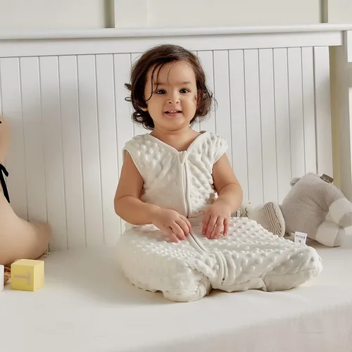 Miniatura 6 de DaysU Minky - Saco de dormir de felpa con puntos relajantes sin mangas con cremallera de 2 vías saco de dormir TOG 20 de felpa para bebés recién
