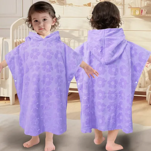 Miniatura 30 de VOOVA & MOVAS Toallas tipo poncho para niños pequeños (2-6 años, 24 x 48 pulgadas), 100% algodón, suave, absorbente, con capucha, perfectas