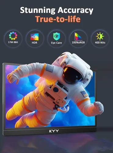 Miniatura 3 de KYY Monitor portátil 4K de 15.6" Monitor portátil para portátil UHD IPS 3840X2160 Pantalla externa con 100% sRGB y HDR Monitor