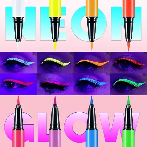Miniatura 6 de Delineador de ojos líquido de neón UV, delineador de ojos de color mate, delineador de ojos pigmentado a prueba de manchas impermeable, brilla