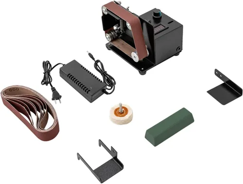 Miniatura 6 de Mini máquina de pulir de pulido, lijadora de correa eléctrica de bricolaje con correa abrasiva 10PC para metal de madera
