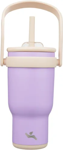Miniatura 40 de Konokyo Vaso de 14 onzas con asa lateral, botella de agua aislada con popote y tapa 2 en 1, taza de acero inoxidable, taza de café de viaje