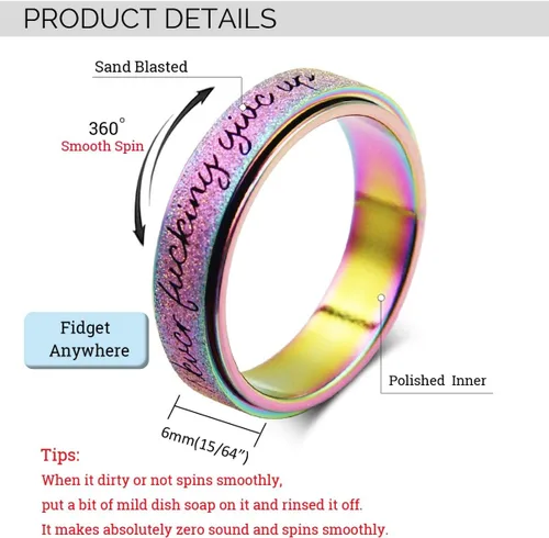 Miniatura 6 de Anillo Inicial Giratoria de Ansiedad para Mujeres Anillo de Ansiedad para Mujeres y Hombres Anillo de Pulgar para Hombres Anillo Giratoria de Plata