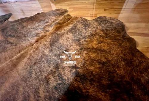 Miniatura 4 de Alfombra de piel de vaca 6x6 Brindle Medium Piel Natural