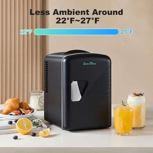 Miniatura 2 de Iceblue Mini refrigerador, refrigerador pequeño retro de 4 litros/6 latas, enchufe de CA y cargador de coche de 12V, refrigerador para productos