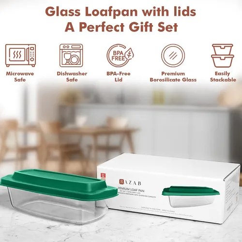 Miniatura 9 de Razab LARGE 7.6 Cups/1800 ML/1.9 Qt Glass Loaf Pan with Lids - Meatloaf Pan BPA free Airtight Lids Grip Handle Easy Carry, Microwave and Oven Safe