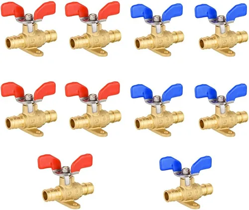 Miniatura 9 de EFIELD Válvula de bola de latón con cierre Pex de 1/2 pulgada para agua potable caliente y fría, con nivel de mariposa, (VALVE167)