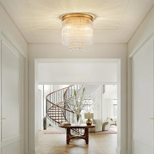 Miniatura 5 de LumFurn D12inch Modern Crystal Ceiling Light, 3-Light Chic Flushmount Close to Ceiling Light Fixture for Kitchen, Hallway & Bedroom, D12 x H12in