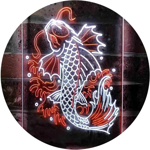 Miniatura 13 de ADVPRO Koi Fish Display - Letrero de neón LED de doble color, azul y rojo, 8 x 12 pulgadas st6s23-i3720-br
