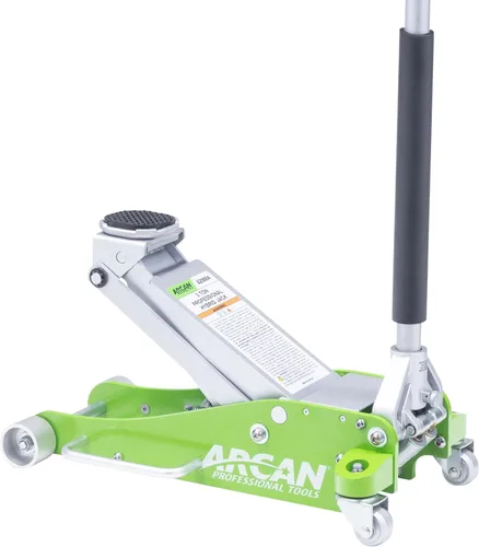 ARCAN - Gato de suelo de 3 toneladas híbrido de aluminio y acero de perfil bajo con pistones de bomba dual, brazo de elevación reforzado, protección