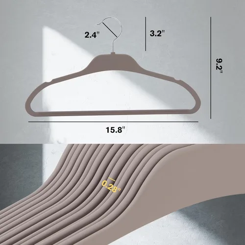 Miniatura 3 de Perchas de plástico para ropa, perchas de goma antideslizantes mejoradas, perchas de ropa duraderas no aterciopeladas, 15.7 pulgadas para ropa