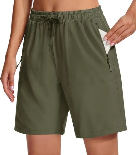 TACVASEN Pantalones cortos tipo cargo de senderismo para mujer, de 8 pulgadas, de secado rápido, ligeros, para verano, para exteriores, atléticos,