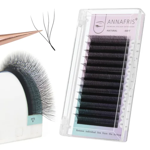 Miniatura 9 de Extensiones de pestañas postizas 4D en forma de abanico 0.003 in, rizo D, 0.31-0.59 pulgadas, volumen mixto, suministros de maquillaje, extensiones