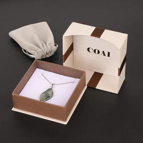 Miniatura 6 de COAI Collar con colgante de hoja de ágata musgo de plata de ley 925