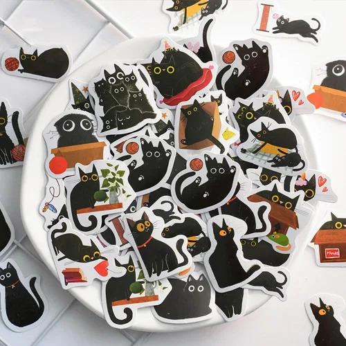 Miniatura 3 de 46 piezas de lindas calcomanías de gato para álbumes de recortes, diario, botella de agua, niños, computadora portátil, planificadores, collage