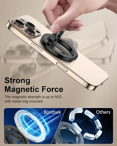 Miniatura 2 de Soporte de agarre para teléfono MagSafe de doble cara con anillo magnético ajustable para dedo y soporte lateral en bucle para iPhone 17/16 Pro